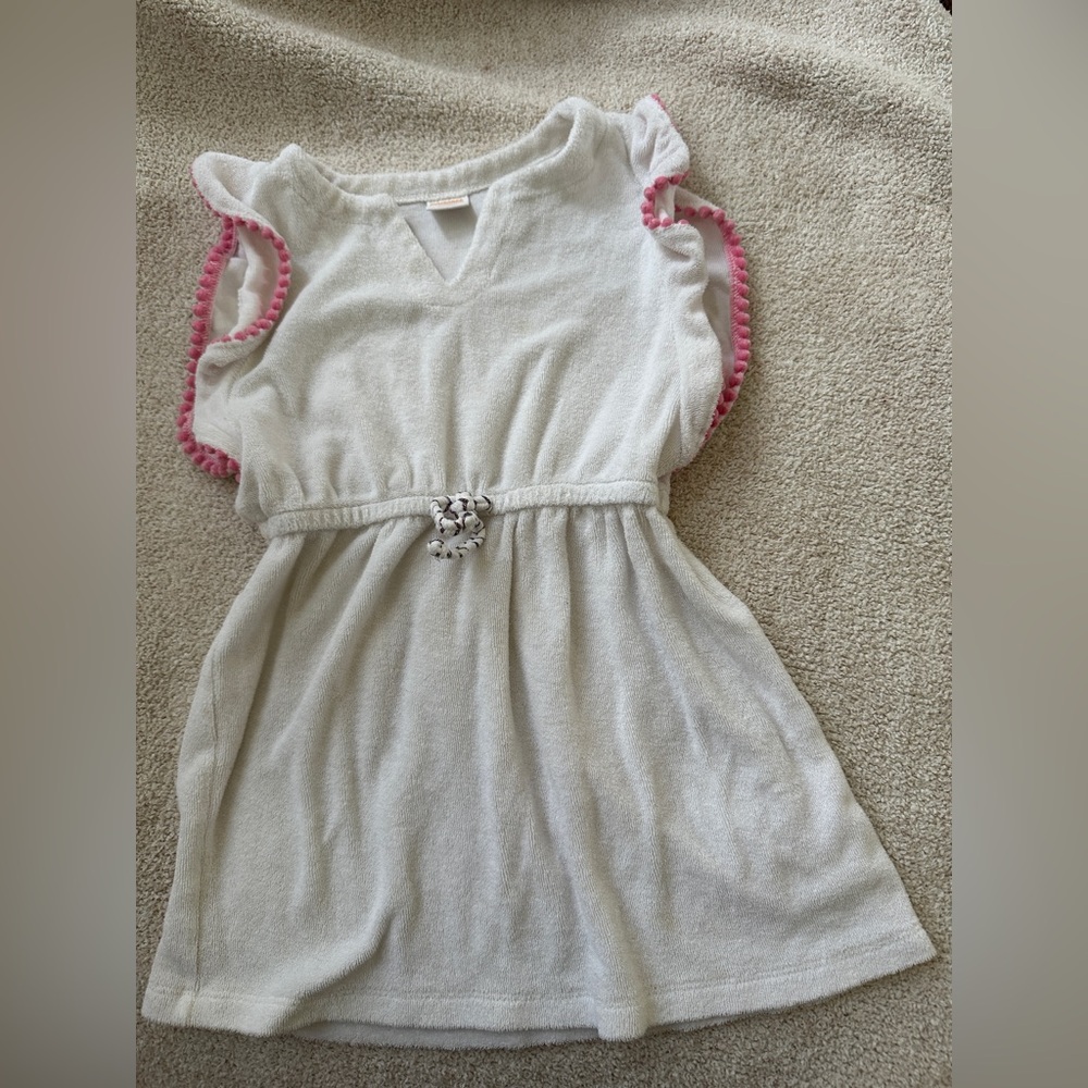 Gymboree Kid Girl White Cover Up Dress with Pink Accent on sleeve
